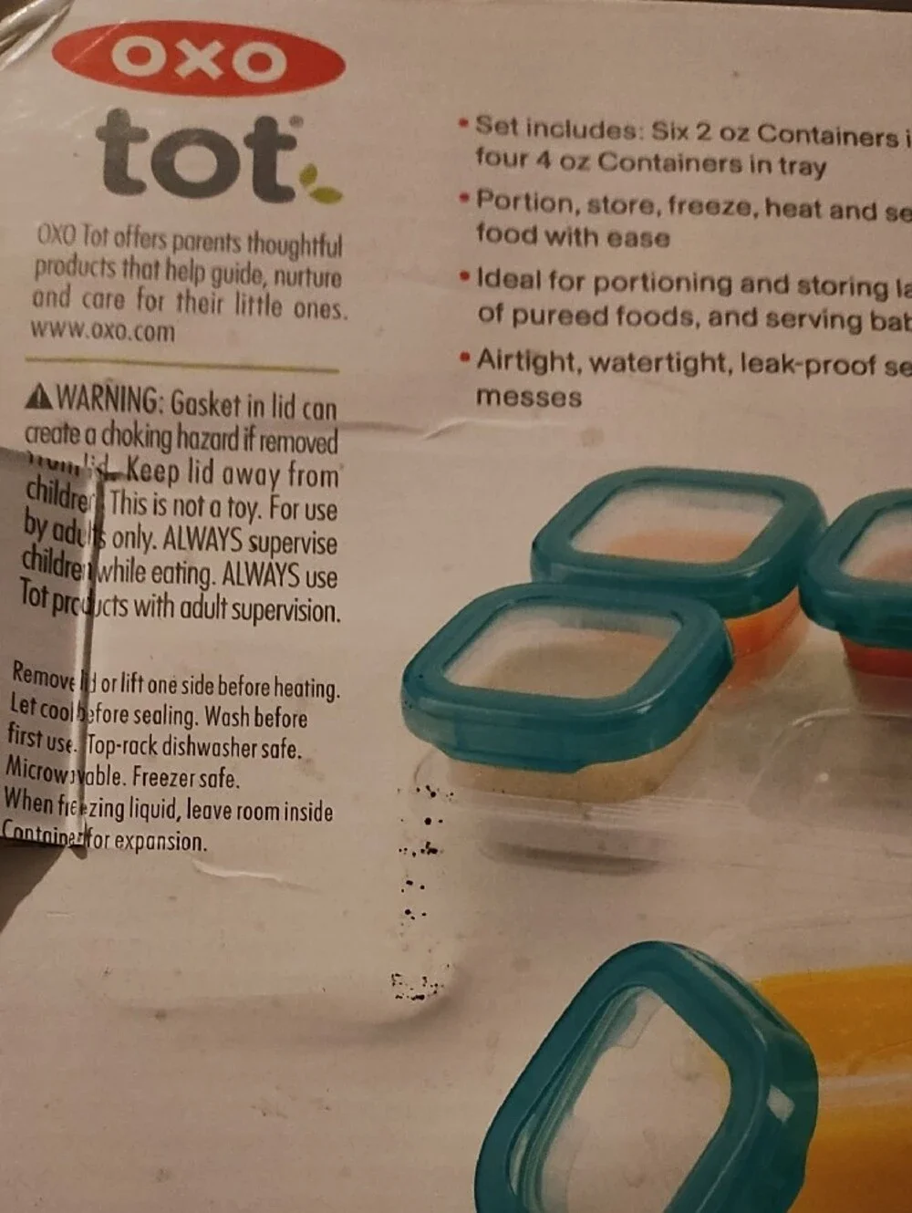 Oxo Blue-Lid Small Food Storage Containers Set